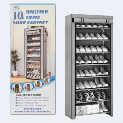 10 Layer Shoe Cabinet Zipper Rack Storage Organizer Durable