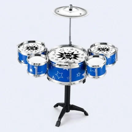 Kids Drum Set Toy Musical Jazz Drum Kit with Sticks and Stool Playset