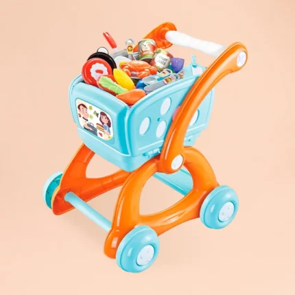 Kids Kitchen Cart Play Set Orange Blue