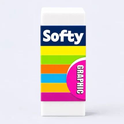 Softy Graphic Eraser Colorful Soft Rubber Eraser for School Use