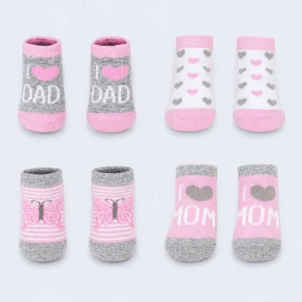 Londony Baby Booties Set 4 Pairs Soft Newborn Anti Slip Infant Socks