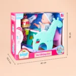 Baby Doll Dining Chair Set with Accessories Kids Toy Blue Pink - Image 4