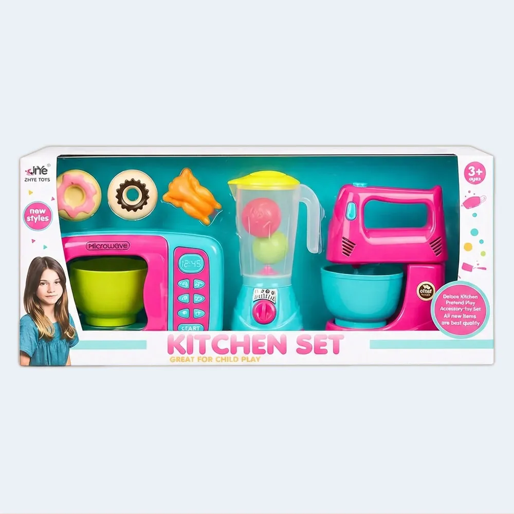 3283- 6920250801339 - kitchen set Kids Kitchen Play Set Toy Blender Mixer Microwave Pretend Play - Image 1