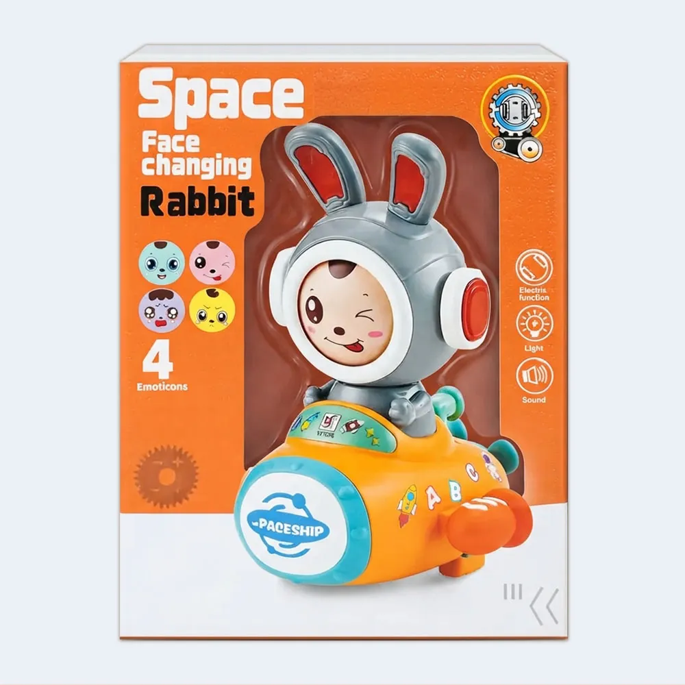 3302 - 6952210255296 - rabit with music and light Kids Space Rabbit Toy with Lights Sound Music Face Changing 3+ - Image 1