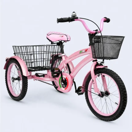 Kids 3 Wheel Bicycle 20 Inch Pink Tricycle with Basket Durable
