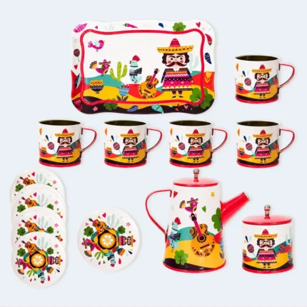 Kids Metallic Coffee Play Set 14pcs Kitchen Tea Toy Set
