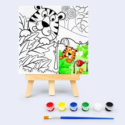 Kids Wooden Painting Craft Kit DIY Coloring Board with Paint Brush