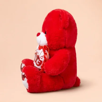 Red Plush Teddy Bear Holding Love Heart Gift