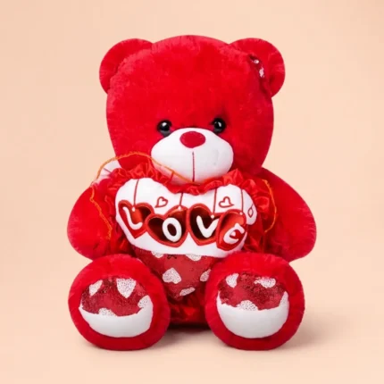 Red Teddy Bear 30cm Soft Plush Toy with Love Heart Gift for Kids