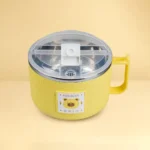 Kids Insulated Food Bowl with Handle & Lid (Yellow) - Image 2