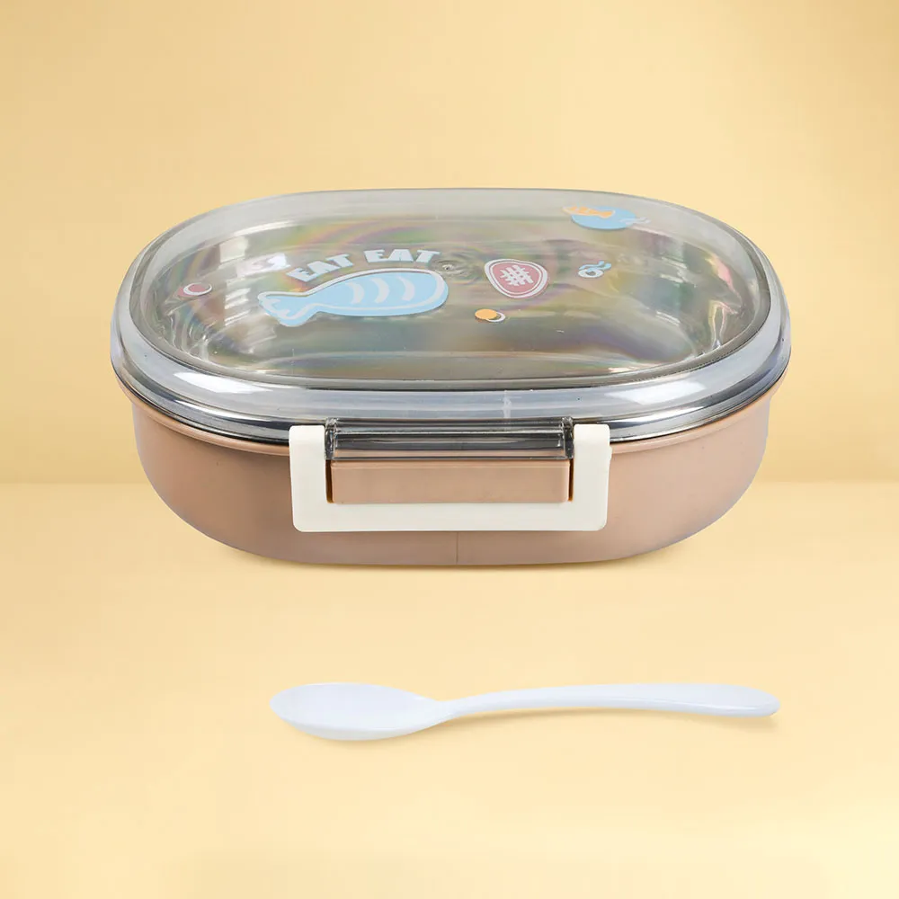 Kids Space Theme Airtight Lunch Box Food Container Kids Airtight Lunch Box with Spoon Food Container - Image 1