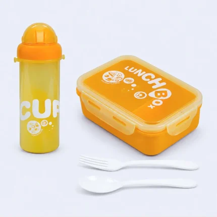 Orange Kids Lunch Box & Bottle Set Leakproof Pack