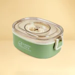 Airtight Food Storage Lunch Box with Spoon Set (Green) - Image 2