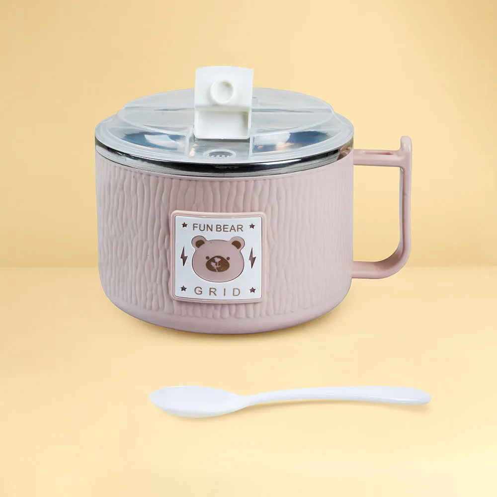 Kids Insulated Food Bowl with Handle & Lid (Pink) Kids Insulated Food Bowl with Handle & Lid (Pink) - Image 1