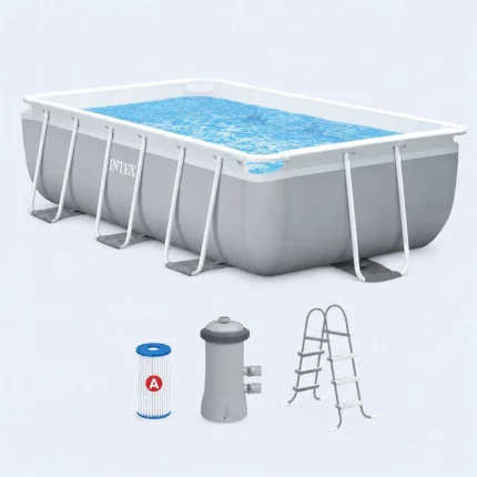 Intex Prism Frame Rectangular Pool Set with Pump & Ladder – Family Swimming Pool