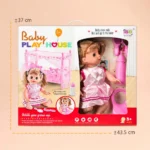 Baby Doll Play Set with Bed Bottle Accessories Kids Pretend Toy - Image 2