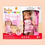 Baby Doll Play Set with Bed Bottle Accessories Kids Pretend Toy