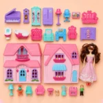 Kids Doll House Play Set Villa Toy with Furniture & Doll for Girls - Image 3