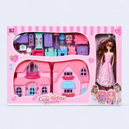 Kids Doll House Play Set Villa Toy with Furniture