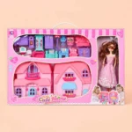 Kids Doll House Play Set Villa Toy with Furniture & Doll for Girls