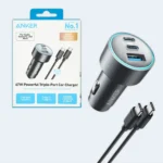 Anker 67W Triple Port Car Charger with USB-C Cable Fast Charge