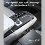 Anker 67W Triple Port Car Charger with USB-C Cable Fast Charge - Image 3