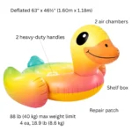 Kids Inflatable Duck Ride-On Pool Float with Seat & Handle - Image 4