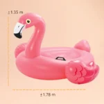Kids Inflatable Flamingo Ride-On Pool Float with Handle - Image 2