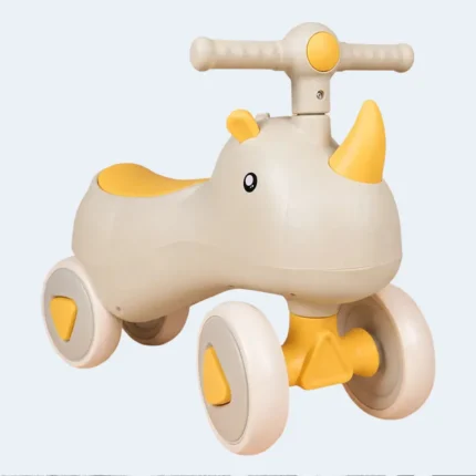 Kids Rhino Ride On Balance Bike Toy for Toddlers Indoor Outdoor (Yellow)