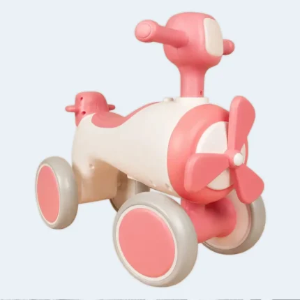 Kids Airplane Ride On Balance Bike Toy for Toddlers Indoor Play (Pink)
