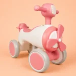 Kids Airplane Ride On Balance Bike Toy for Toddlers Indoor Play (Pink) - Image 2