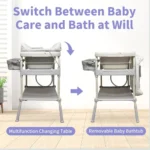 3 In 1 Baby Bathtub Changing Table with Nursing Desk for Baby - Image 3