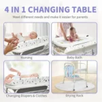 3 In 1 Baby Bathtub Changing Table with Nursing Desk for Baby - Image 2