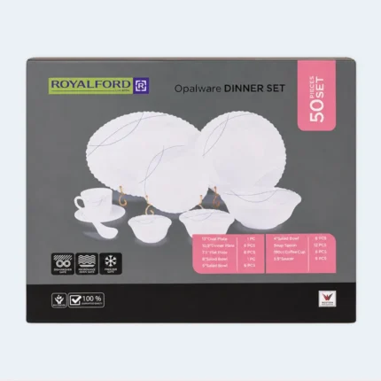 Royalford 50 Pieces Opalware Dinner Set