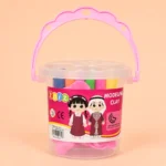 Kids Modeling Clay Bucket Set with Color Dough and Molds (Pink) - Image 2