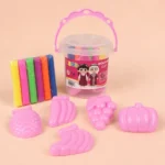 Kids Modeling Clay Bucket Set with Color Dough and Molds (Pink)