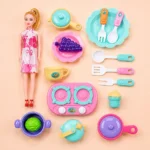 Kids Doll Kitchen Cooking Play Set for Pretend Role Play Fun - Image 2