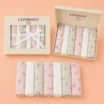 Baby Girls Cotton Washcloth Set 7PCS Soft Floral Face Towels Kit - Image 2