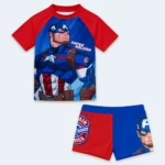 Boys Captain America Short Sleeve T-Shirt & Shorts Swimwear Set (6-7)