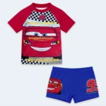 Boys Lightning McQueen Short Sleeve T-Shirt & Shorts Swimwear Set (6-7)