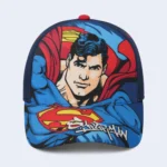 Kids Superman Cartoon Baseball Cap with Character Print – Blue & Red