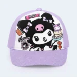 Kids Kuromi Character Glitter Baseball Cap – Purple & White