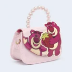Kids Pink Cartoon Bear Mini Handbag with Pearl Handle - Image 2