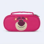 Kids Pink Cartoon Bear Pencil Case with Carry Handle
