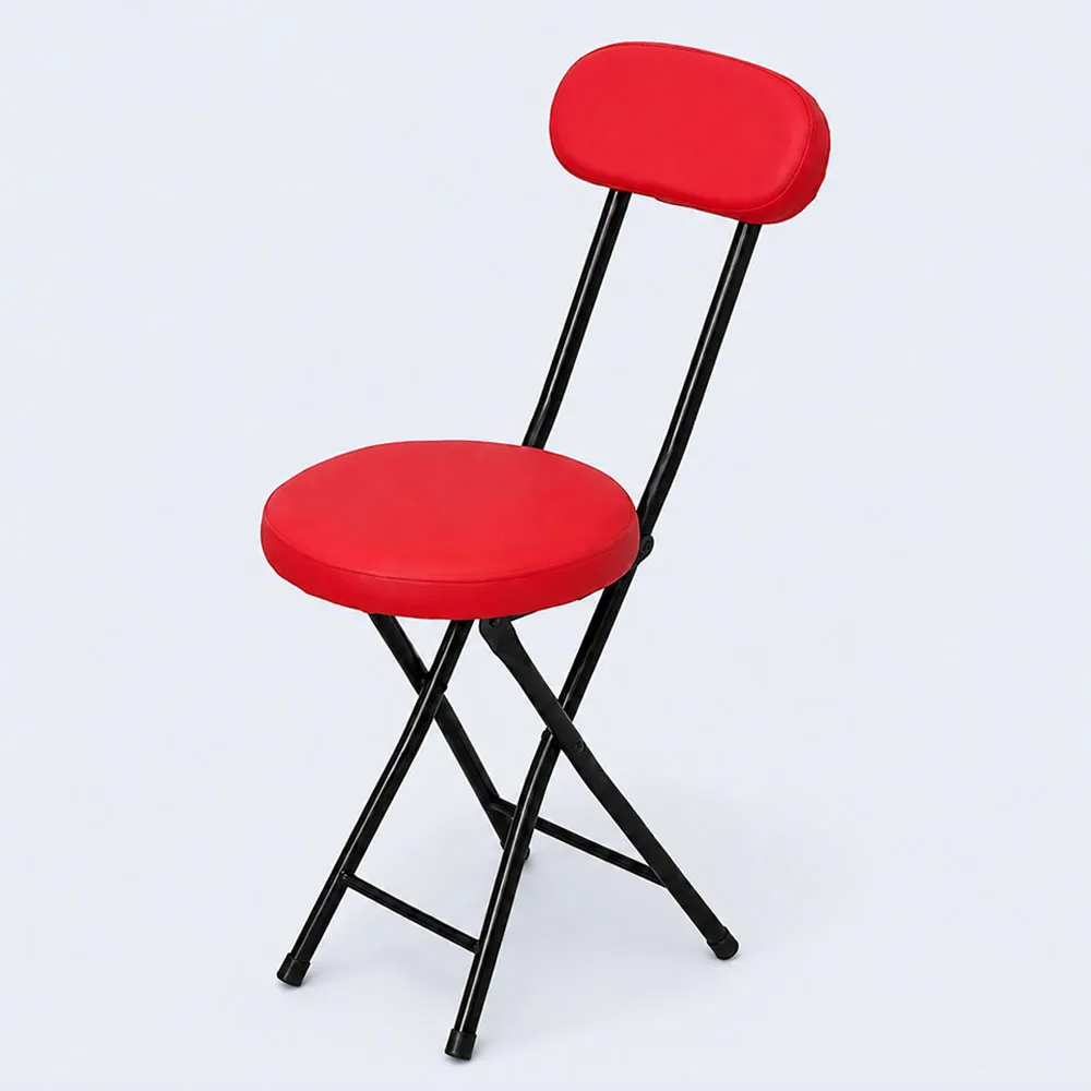 Red Round Padded Folding Chair with Black Metal Frame – Portable Seat Red Round Padded Folding Chair with Black Metal Frame – Portable Seat - Image 1