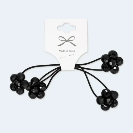 Beaded Flower Elastic Hair Ties Set for Women and Girls