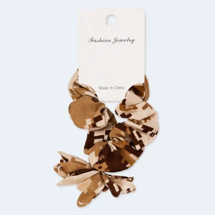 Printed Fabric Scrunchie with Bow Hair Tie for Women and Girls