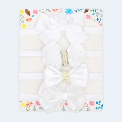 Girls Decorative Bow Elastic Headbands 4-Piece Set