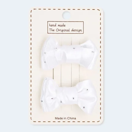 Girls Decorative Bow Hair Clips with Rhinestones 2-Piece Set