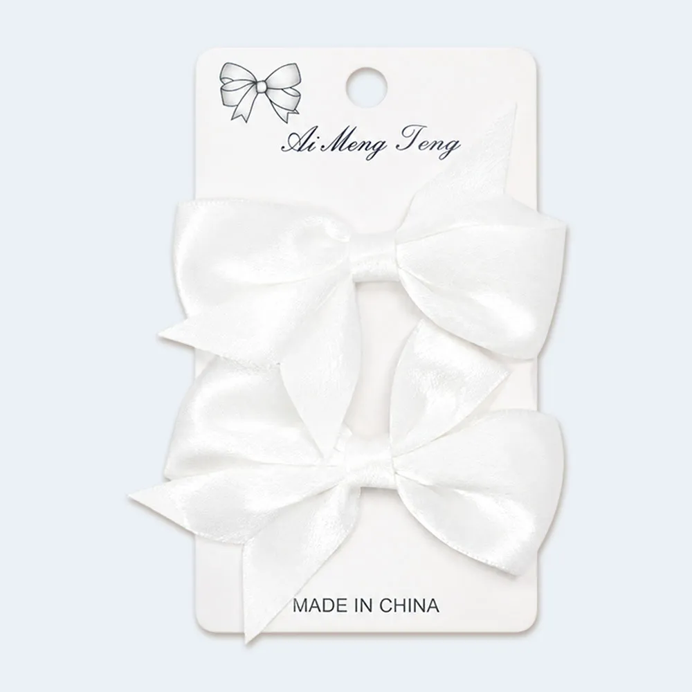 hair-clip Girls Elegant Satin Bow Hair Clips 2-Piece Set